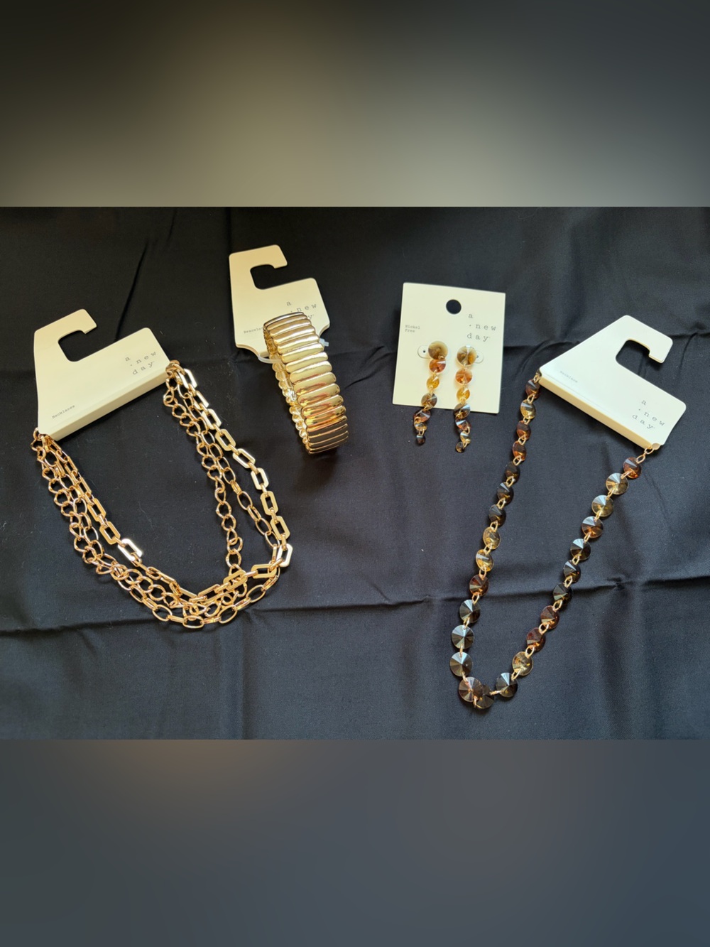 a new day Gold-Tone Layered Chain and Bead Necklace Set